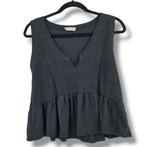 Charlotte Avery Peplum Tank Top Sleeveless V-Neck Casual Black Size S